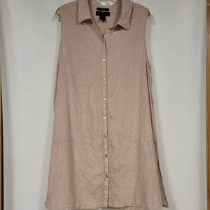Tahari 100% Linen Pale Blush Sleeveless Tunic Size XL